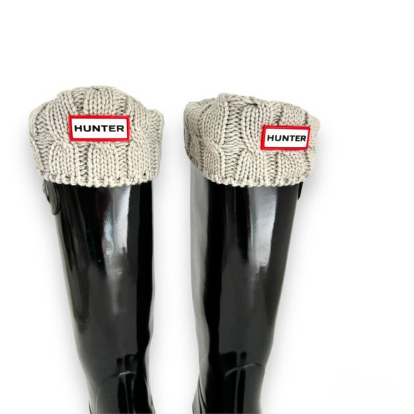 NWT HUNTER Original Tall Cable Knit Women's Boot Socks, Oatmeal Beige color - Picture 3 of 5